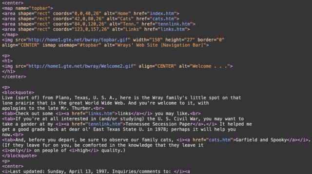 HTML code from a 1997 website HTML code from a 1997 website