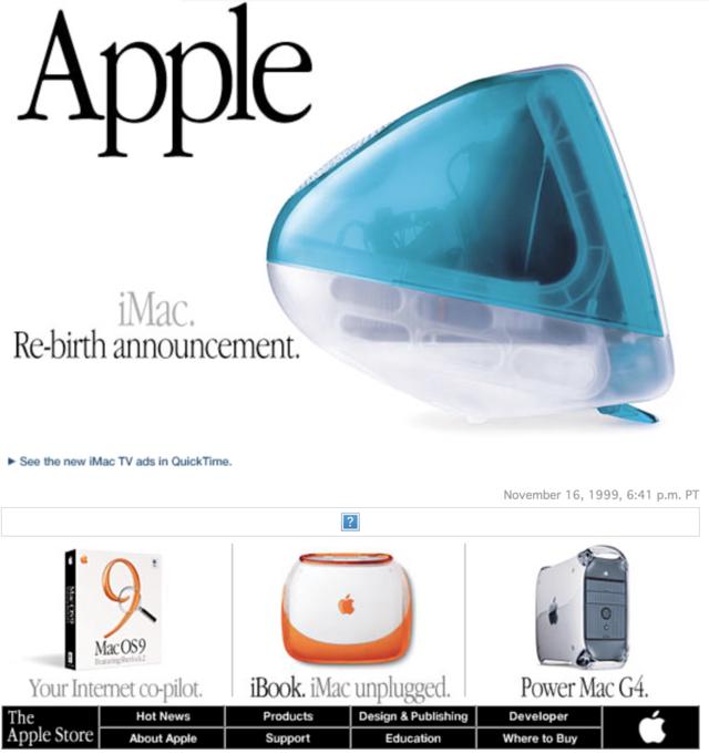 Image from Apple website in 1999 showing graphic elements as text Image from Apple website in 1999 showing graphic elements as text