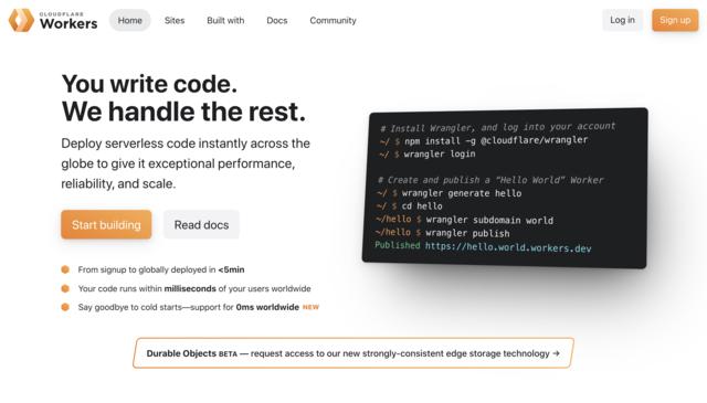 Screen capture of Cloudflare Workers web page Screen capture of Cloudflare Workers web page
